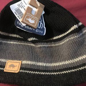 Brand New with Tags Turtlefur soft Beanie Black Grey and White Stripe